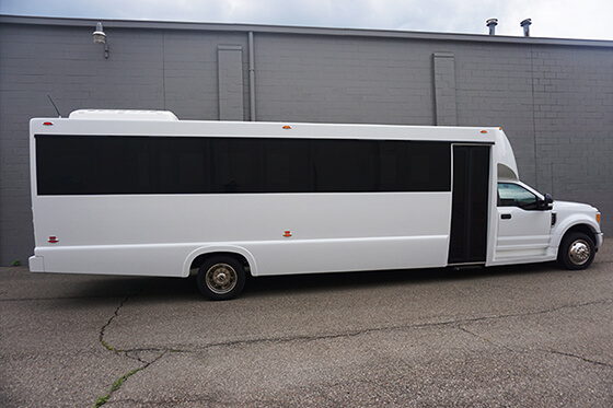 the exterior of our party buses